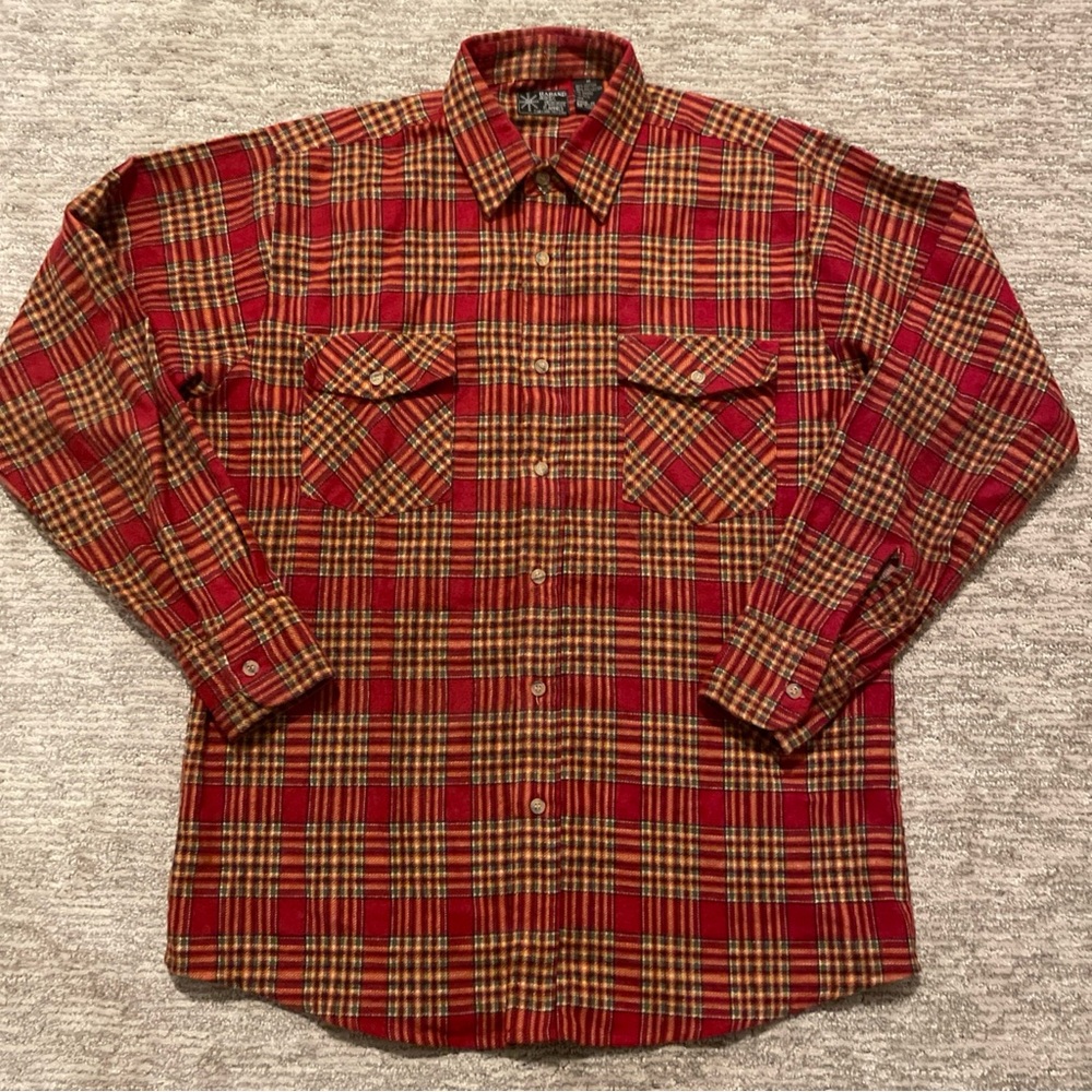 Haband Jack Frost Flannels Men’s Medium Red Plaid Long Sleeve Button Vintage